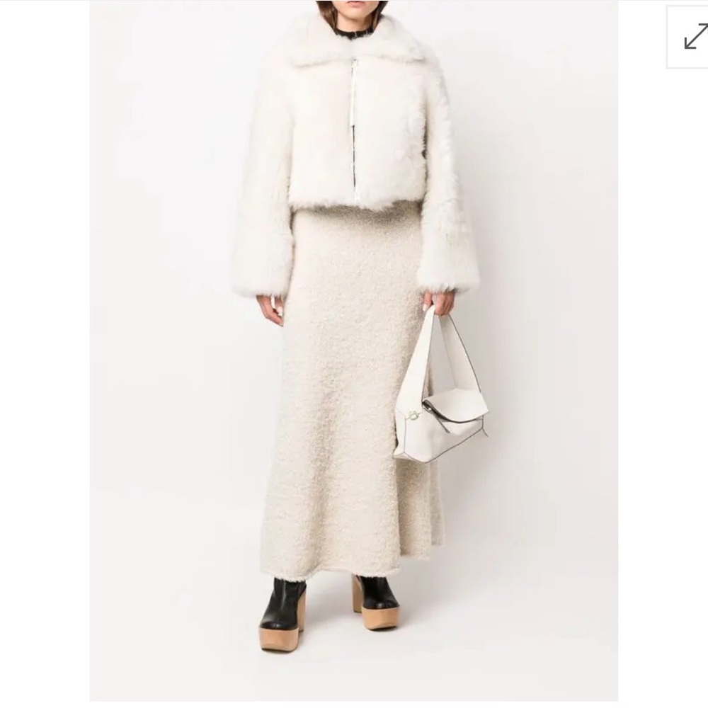 Shoreditch Ski Club Tilly Shearling Cropped Jacket | Ivory | Luxury Outerwear — image 2 of 7